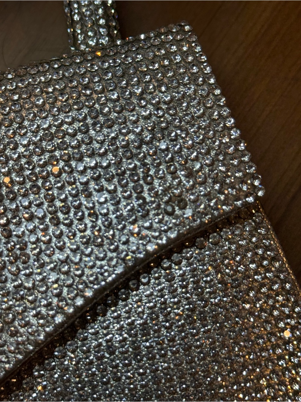 Crystal-Embellished Silver Evening Top-Handle Bag - Picture 2 of 5
